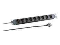 EFB 19" 1HE Steckdosenleiste 9fach 2.0m ohne Schalter, schw.