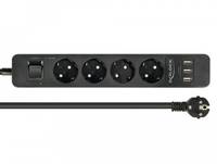 Delock Extension Socket - Steckdosenleiste - Wechselstrom 250 V - 4000 Watt - Eingabe, Eingang CEE 7/7 - Ausgangsanschlüsse: 4 (3 x USB Typ A, 4