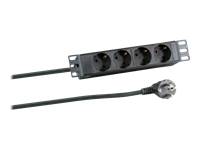EFB 10" 1HE Steckdosenleiste 4xCEE 7/3 ohne Schalter,Alu,sw
