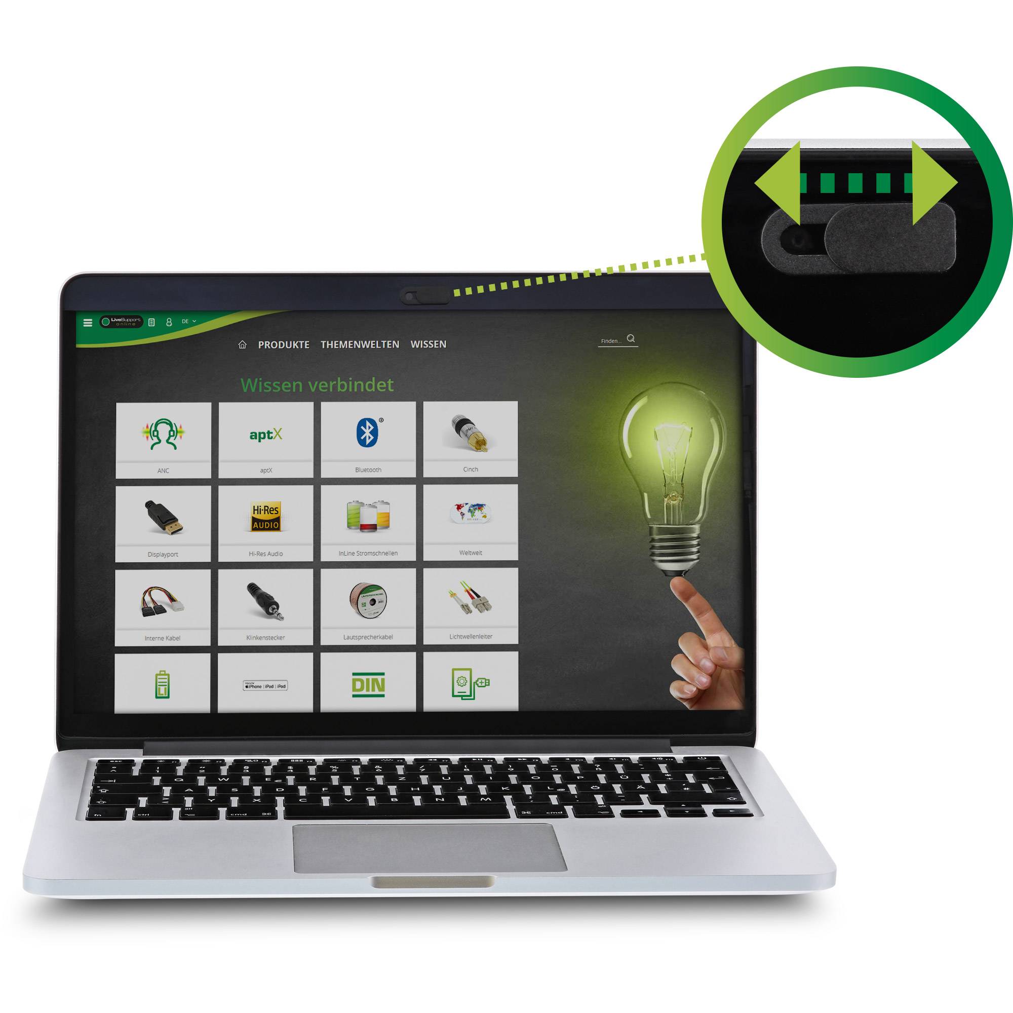 INLINE - Webcam Slider Abdeckung - schwarz - 2er Pack