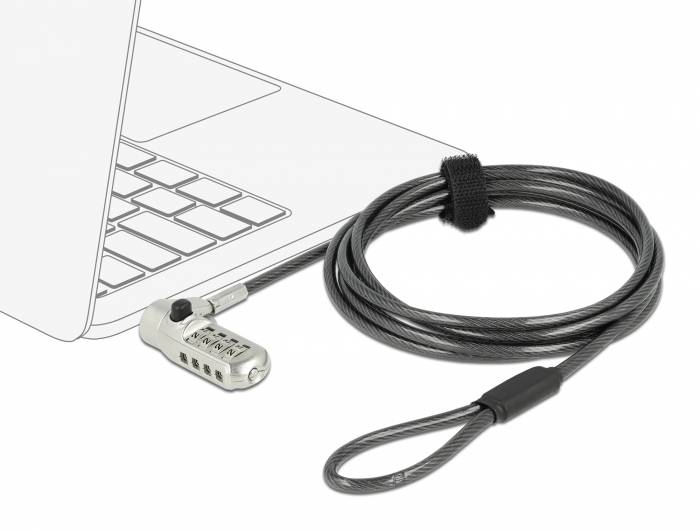 Navilock 20677, 2 m, Zahlenschloss, Stahl, Schwarz, Silber