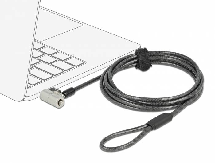 Navilock 20676, 2 m, Rundkeil, Stahl, Schwarz, Silber