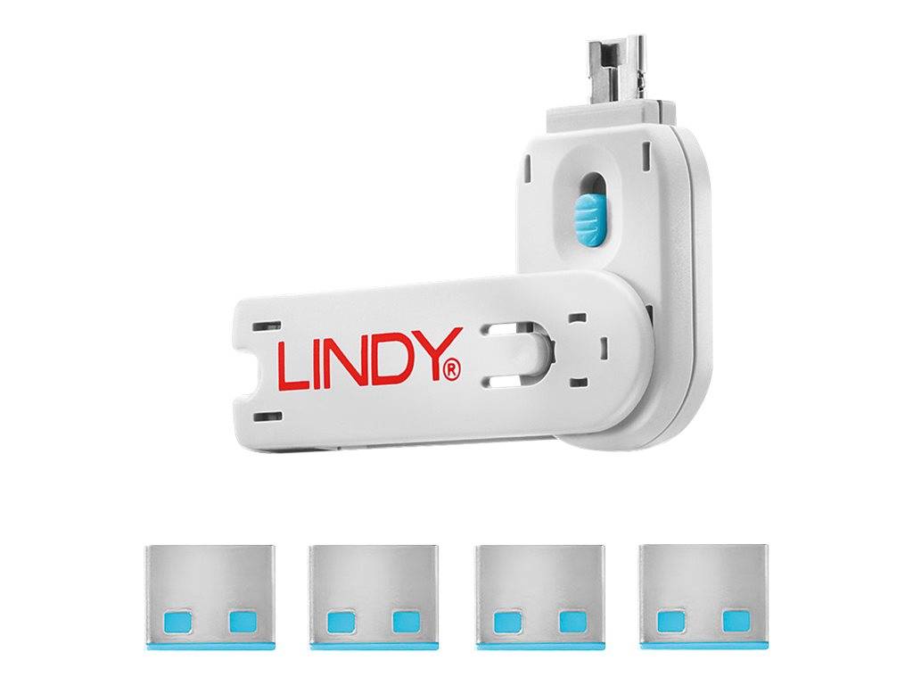 Lindy USB Port Blocker - USB-Portblocker - Blau (Packung mit 4)