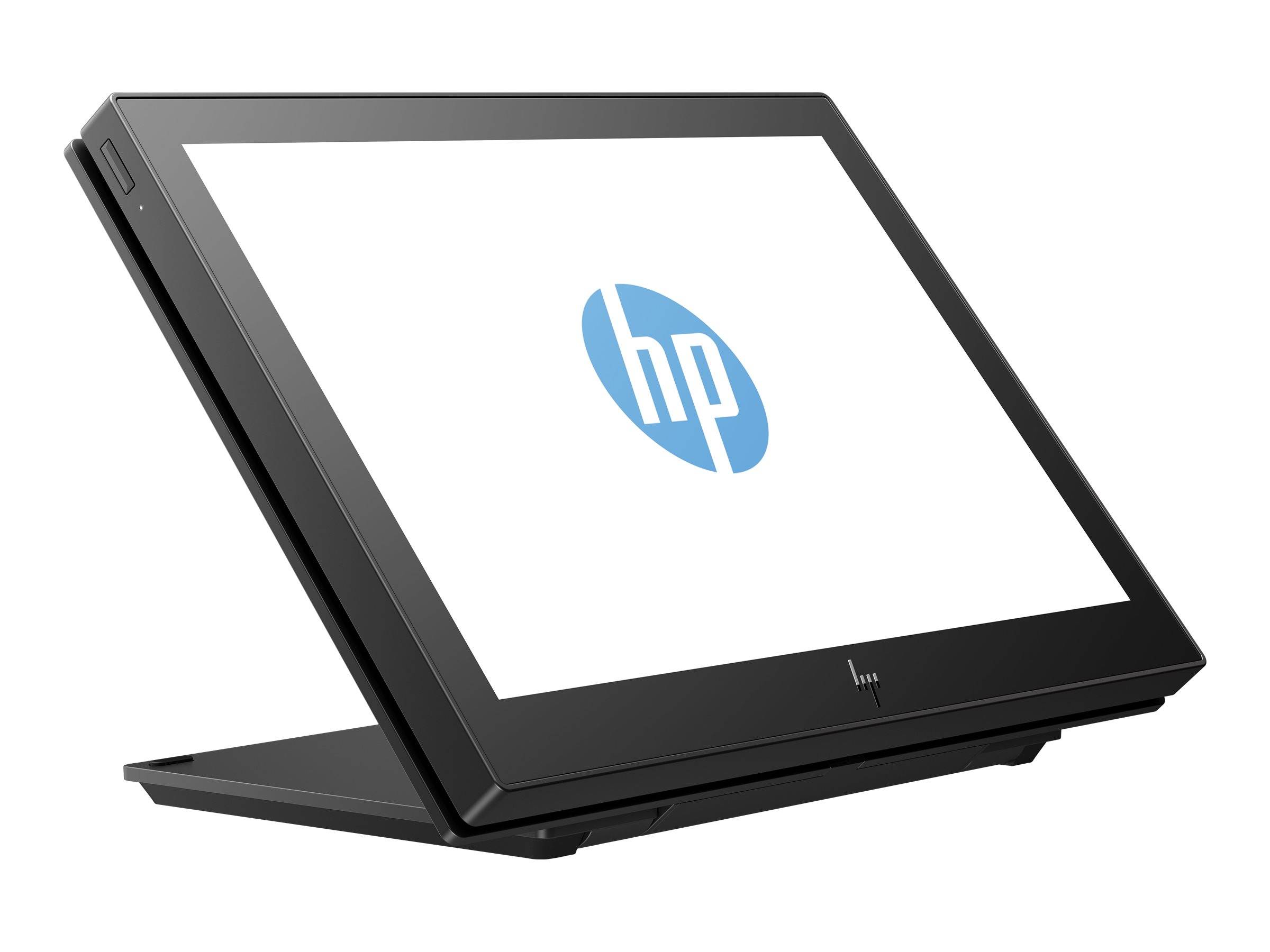 HP-Laptop-Computer, geschlossen oder teilweise geöffnet dargestellt, zeigt das blaue HP-Logo auf einem weißen Bildschirm.