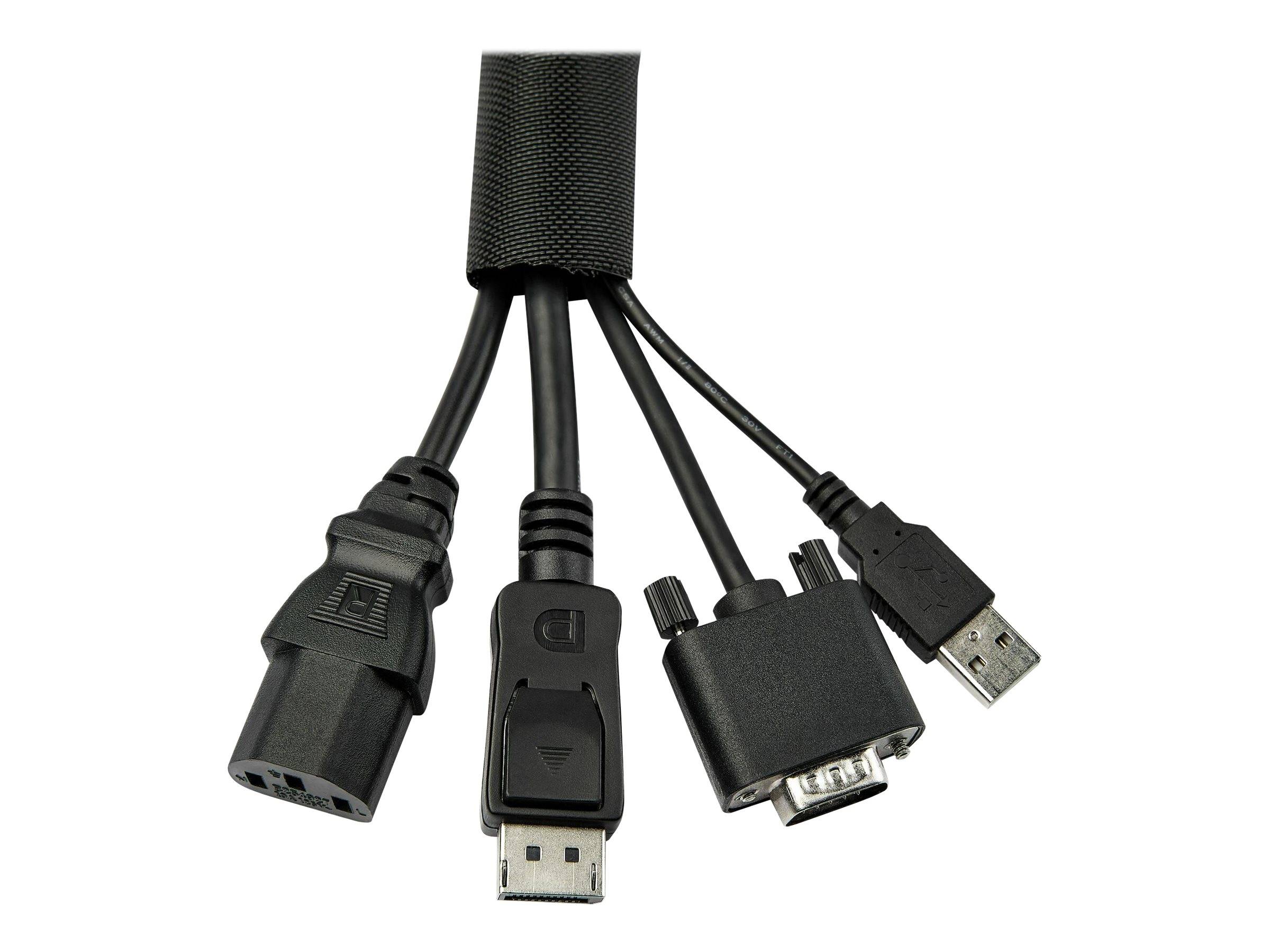 StarTech.com 15' (4.6m) Cable Management Sleeve, Flexible Coiled Cable Wrap, 1-1.5"" diameter Expandable Sleeve, Polyeste