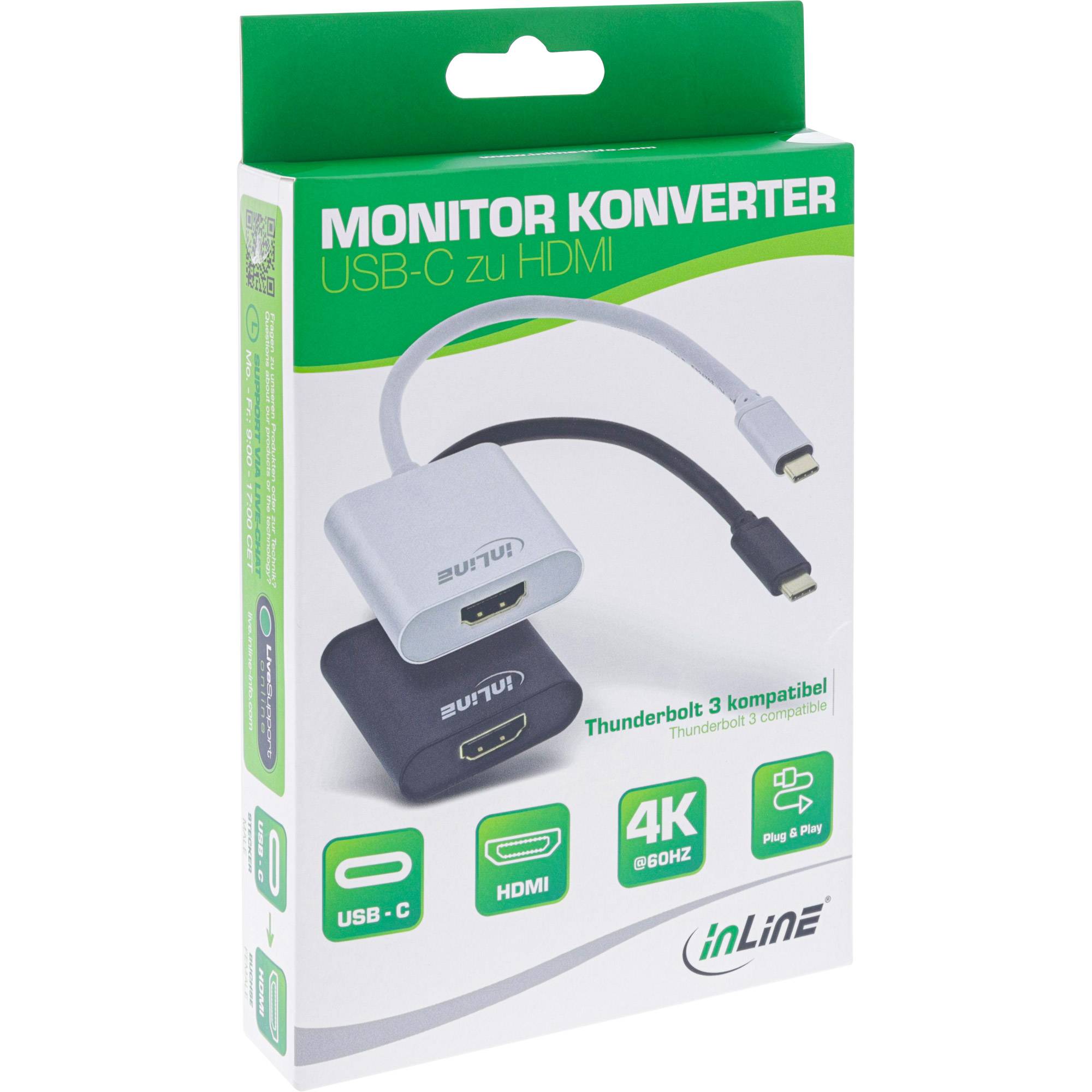 INLINE - USB Display Konverter - USB-C Stecker zu HDMI Buchse 4K/60Hz - schwarz