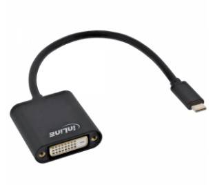 INLINE - USB Display Konverter - USB-C Stecker zu DVI Buchse - schwarz