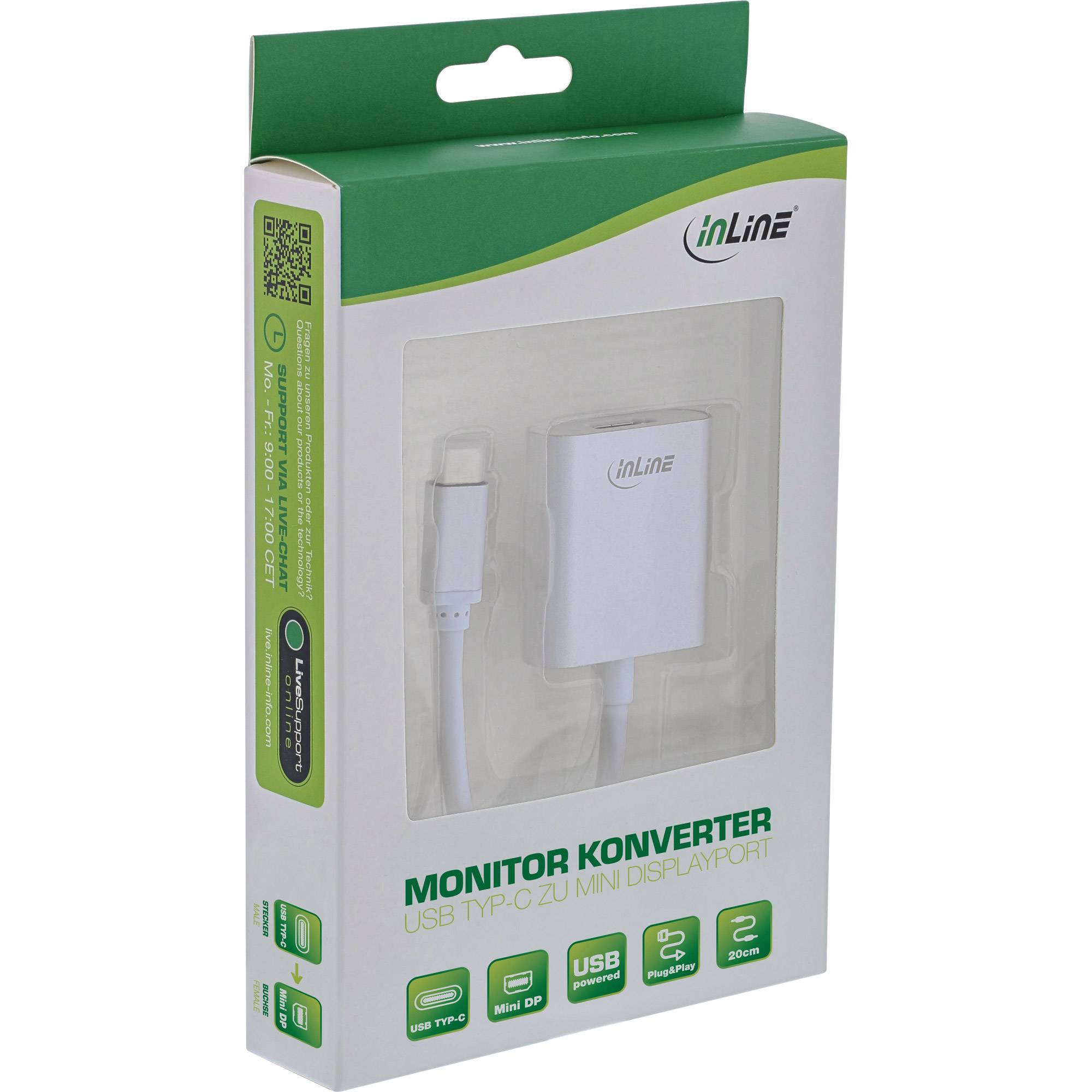INLINE - USB Display Konverter - USB-C ST zu Mini DisplayPort 4K/60Hz - silber