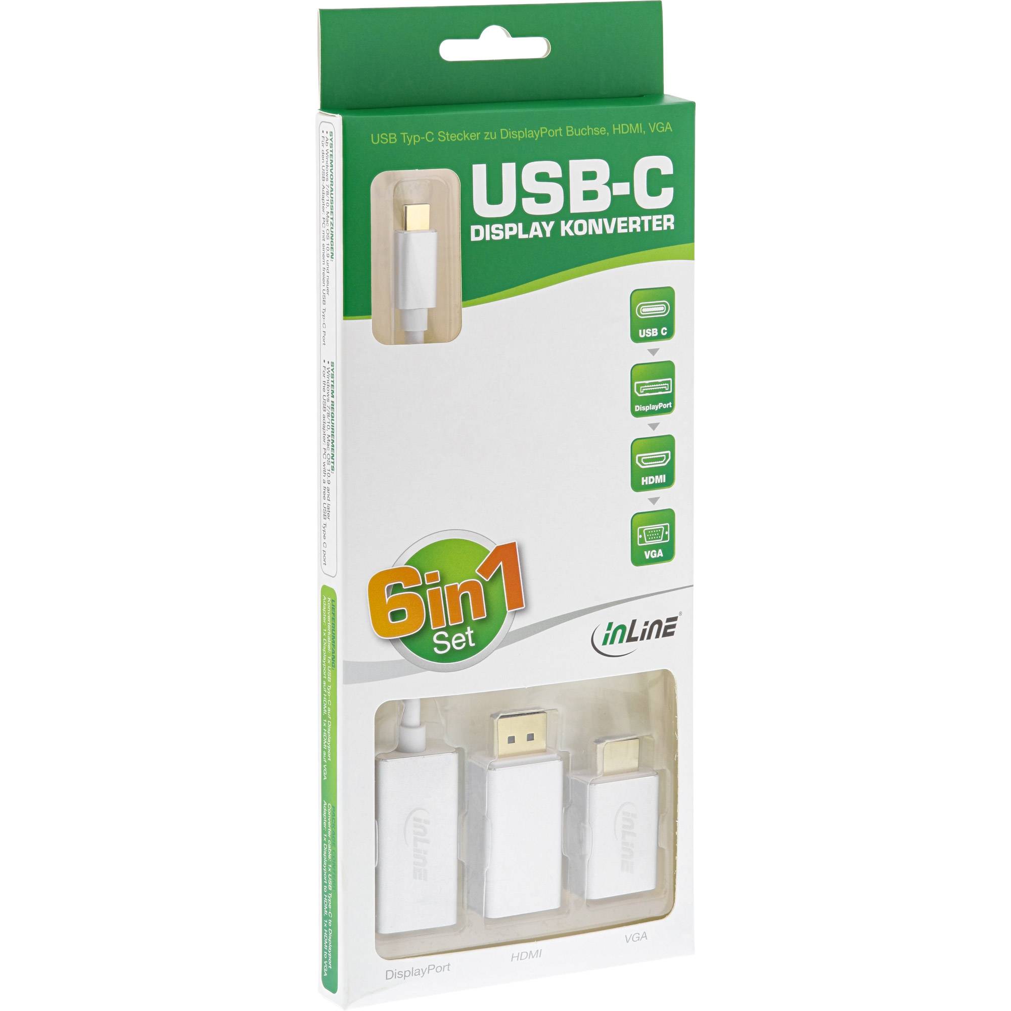 INLINE - USB Display Konverter Set 6-in-1 - 4K/60Hz silber