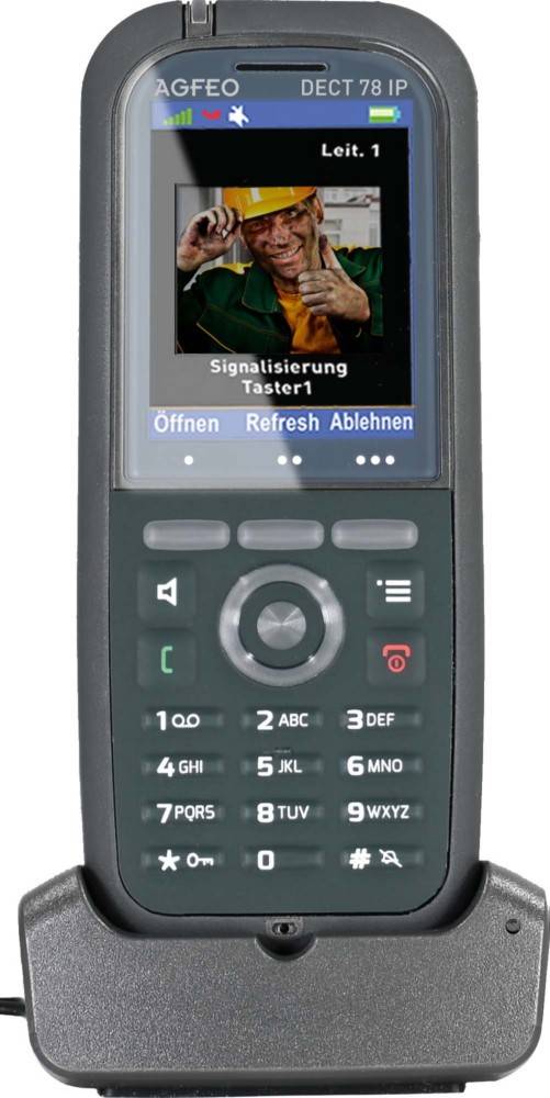 AGFEO DECT 78 IP, IP-Telefon, Grau, Kabelloses Mobilteil, Tisch/Bank, IP65, 249 Eintragungen
