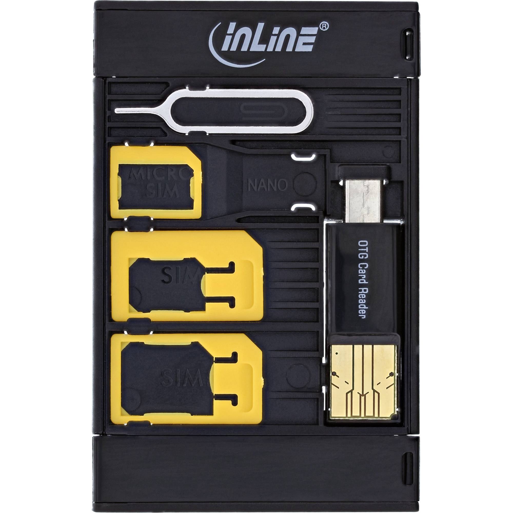 INLINE - SIM-BOX - Simkartenadapter und Zubehörbox mit OTG Kartenleser