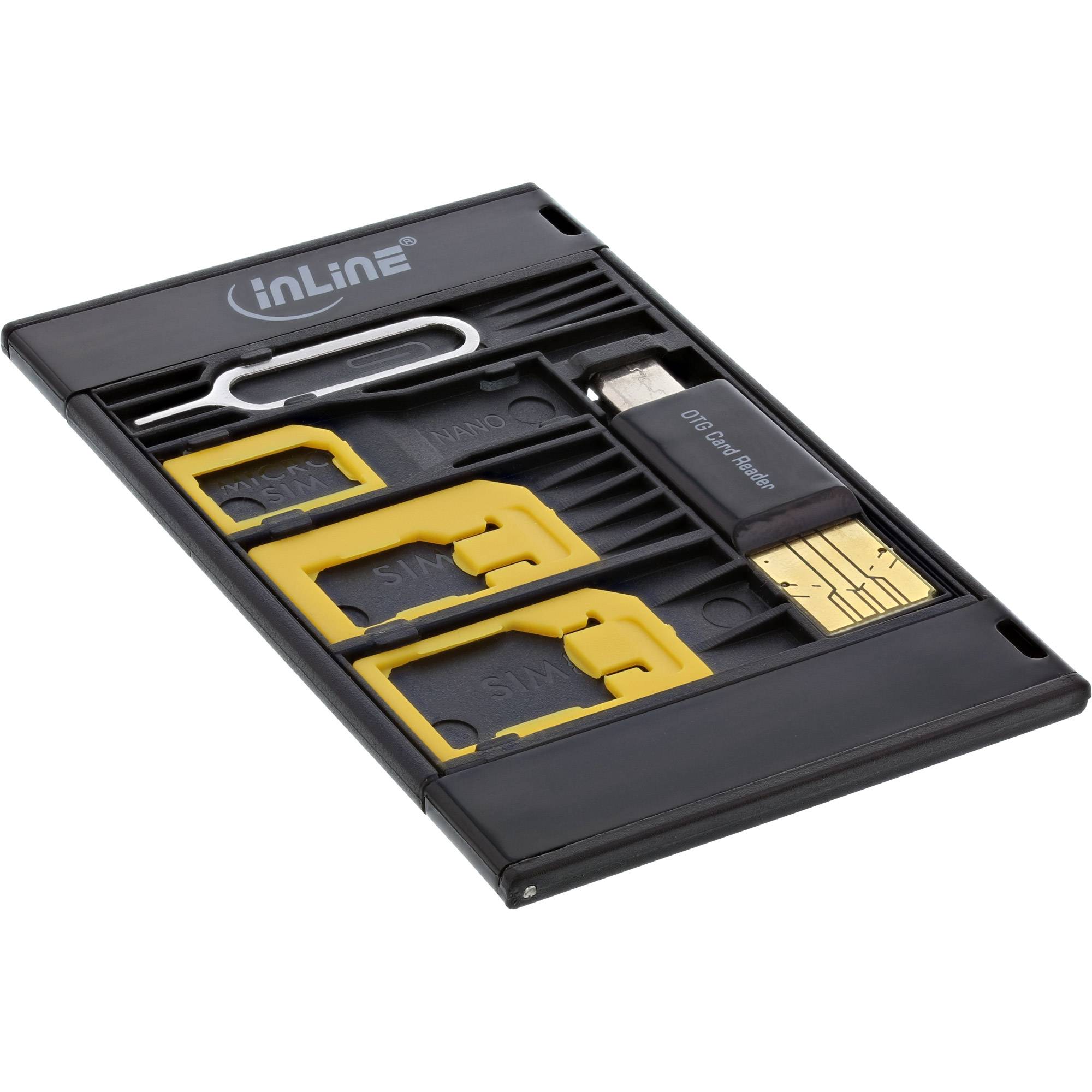 INLINE - SIM-BOX - Simkartenadapter und Zubehörbox mit OTG Kartenleser