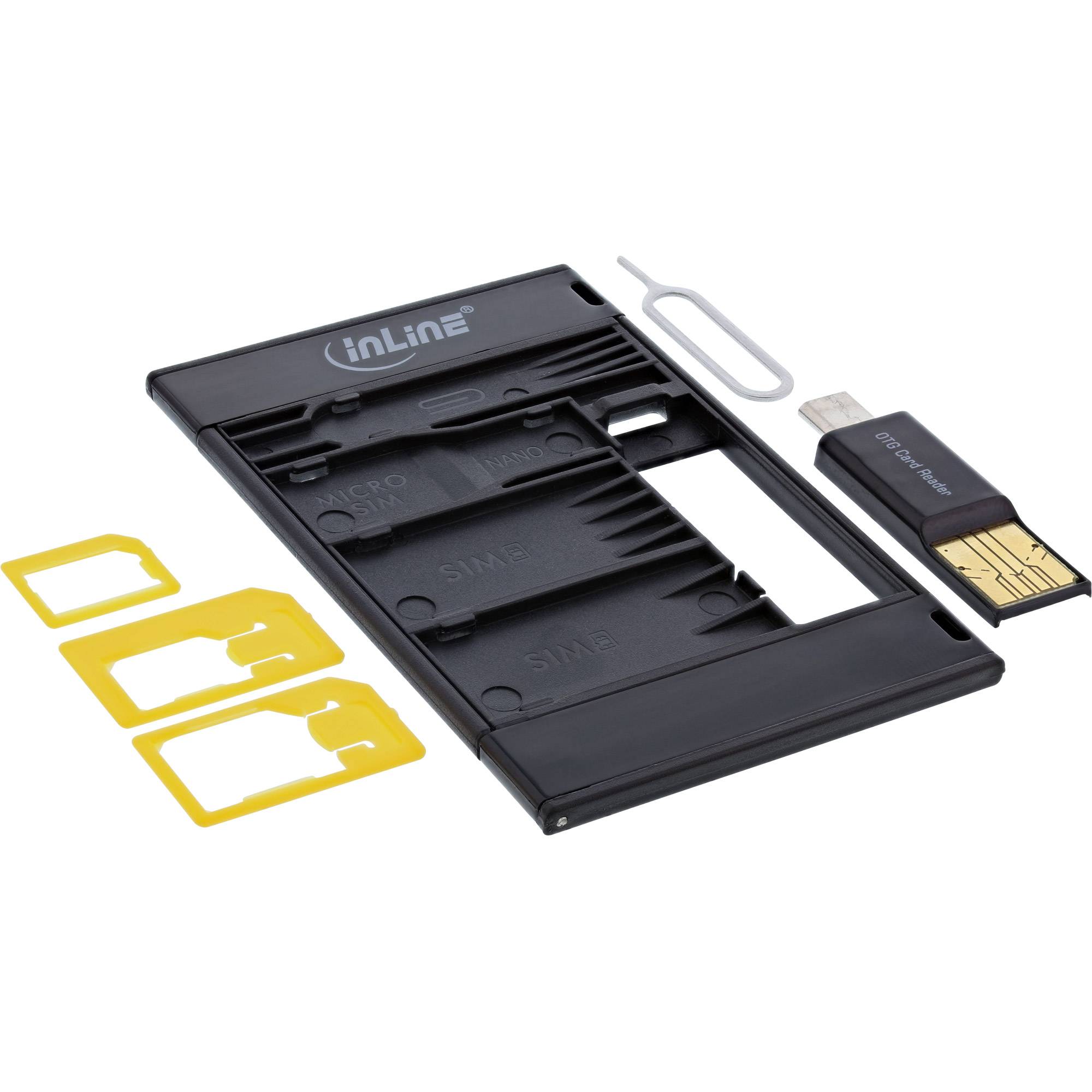 INLINE - SIM-BOX - Simkartenadapter und Zubehörbox mit OTG Kartenleser