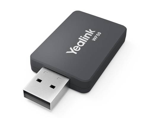 Yealink WF50 USB-WLAN-Adapter auf weißem Hintergrund.