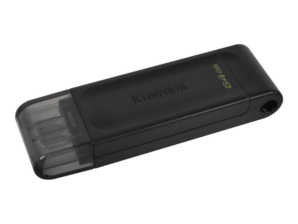 Schwarzer Kingston DataTraveler G4 USB-Stick mit transparenter Kappe, abgebildet auf weißem Hintergrund.