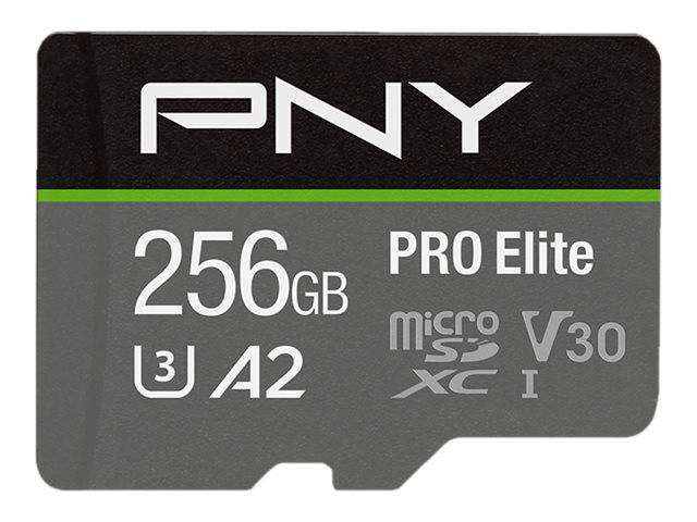 PNY 256GB Pro Elite microSDXC Speicherkarte, U3 A2 V30