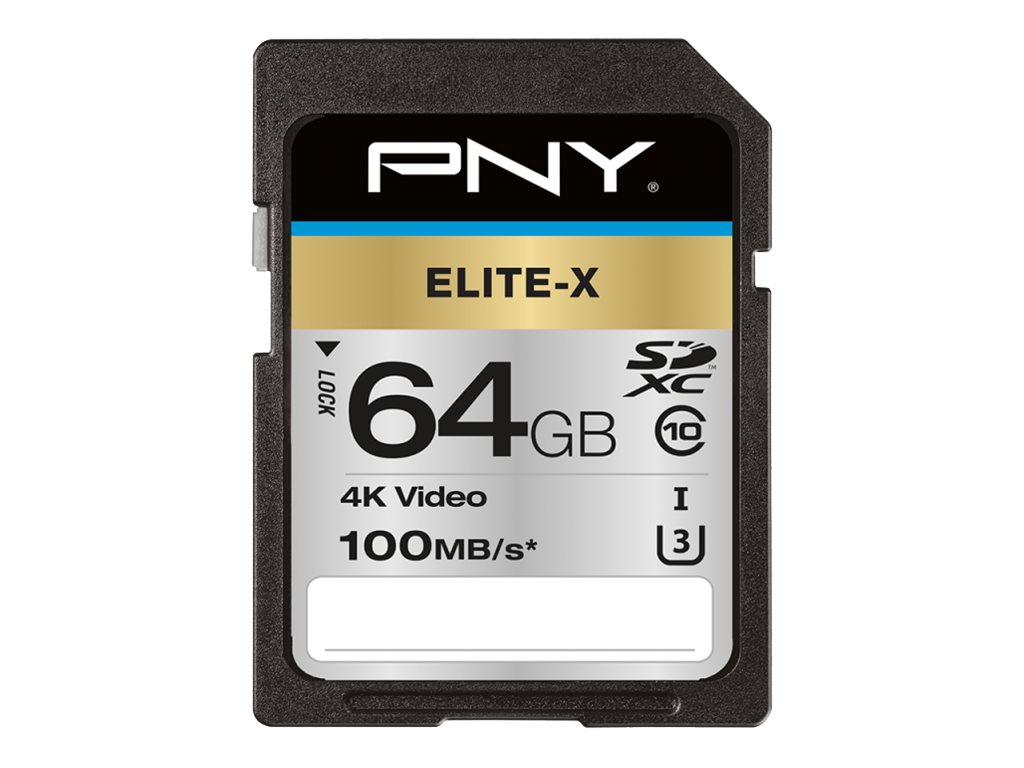 PNY Elite-X - Flash-Speicherkarte - 64 GB - UHS-I U3 / Class10
