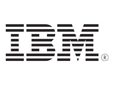 IBM-Logo in schwarzen gestreiften Buchstaben mit kleinem eingetragenem Markenzeichen.