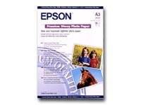 EPSON-Druckerpapierpackung mit A3-Glanzfotopapier und Beispielfotobildern auf der Vorderseite.
