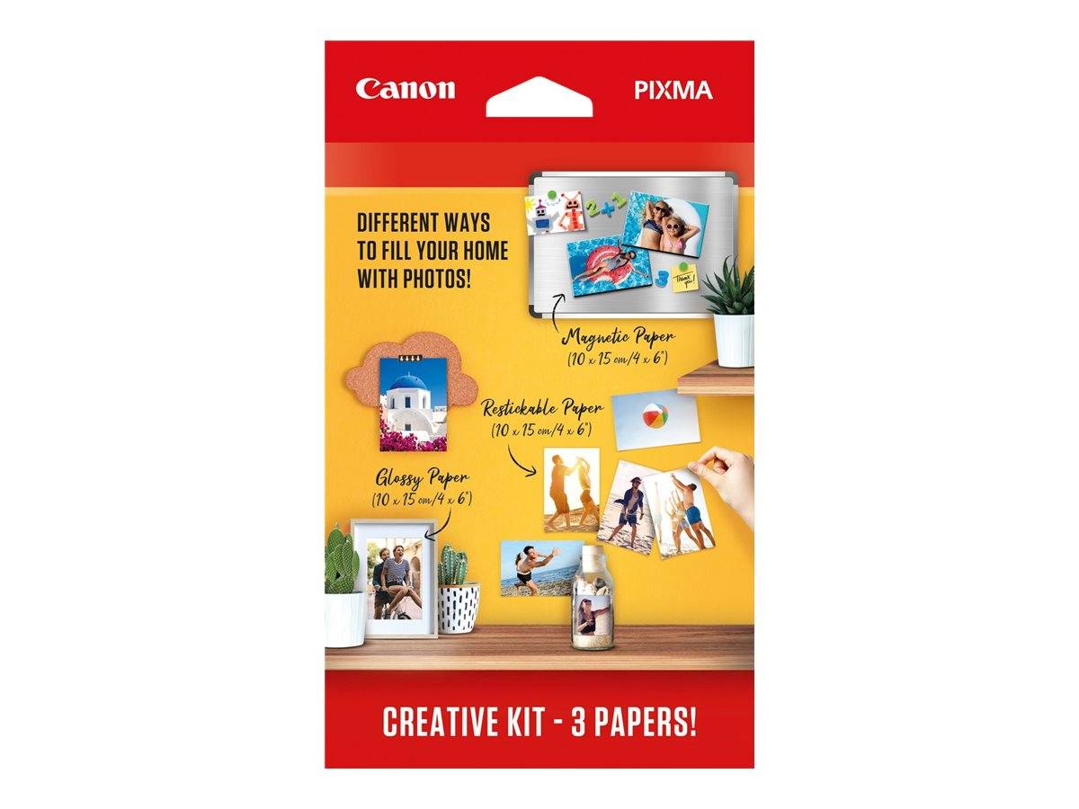 Canon PIXMA Creative Kit Verpackung mit dem Text „Verschiedene Möglichkeiten, Ihr Zuhause mit Fotos zu füllen