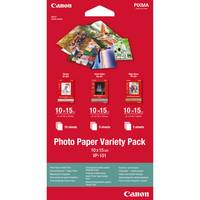Canon Fotopapier Variety Pack Packung mit assorierten gedruckten Fotos und drei Papiergrößen/Oberflächenarten, je 10 Blatt.