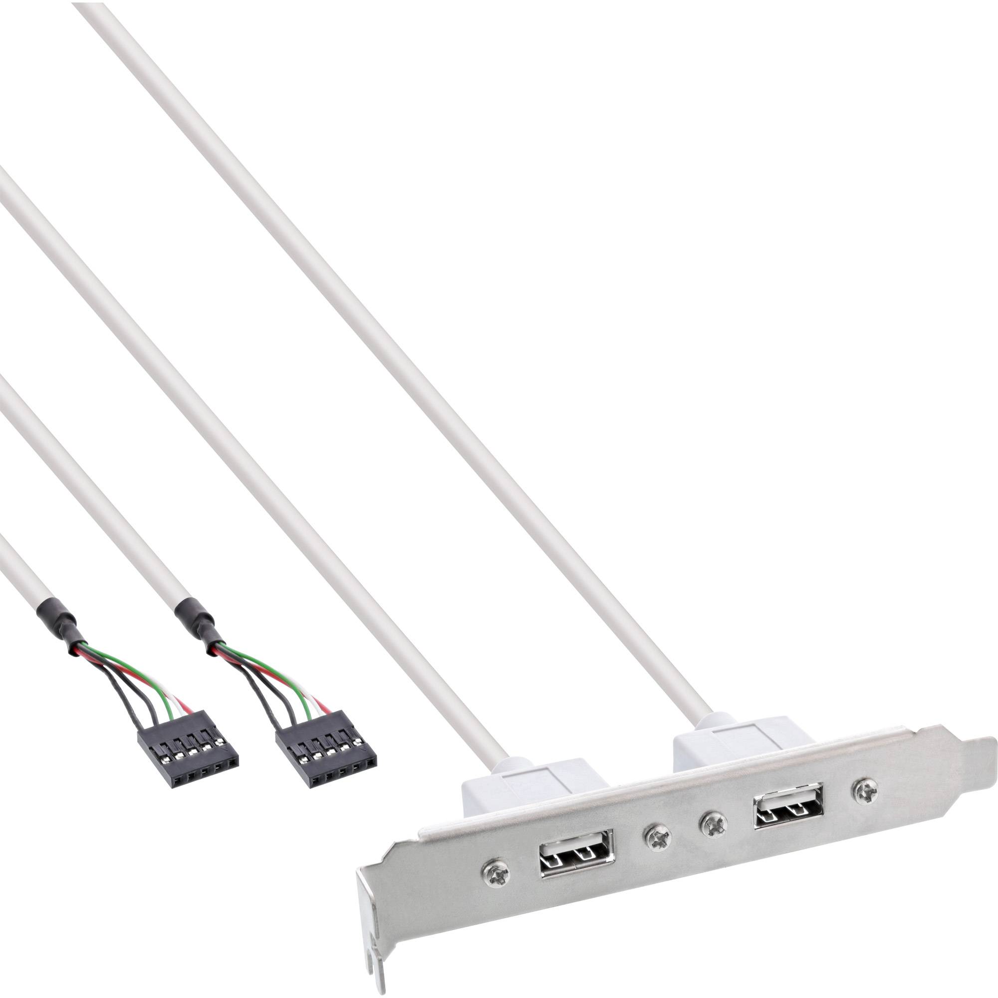 INLINE - Slotblech USB 2.0 - 2x USB Buchse auf 2x 5pol Pfostenverbinder - 0,3m