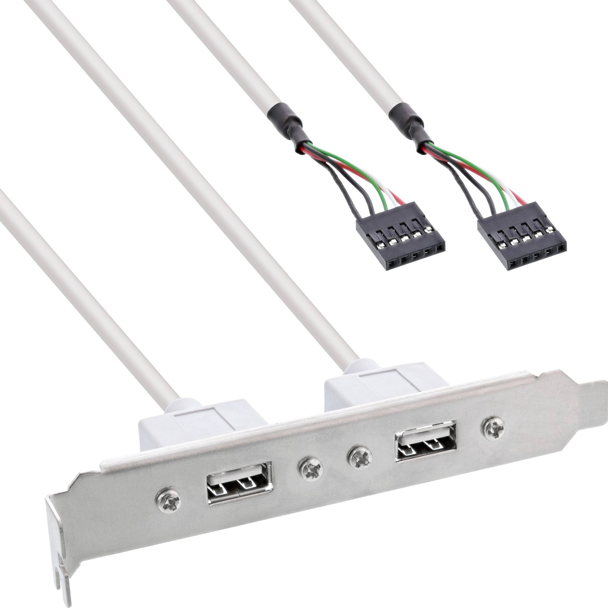 Doppelte USB 2.0 Frontpanel-Halterung mit zwei Kabelsteckern für die Installation auf der Hauptplatine.