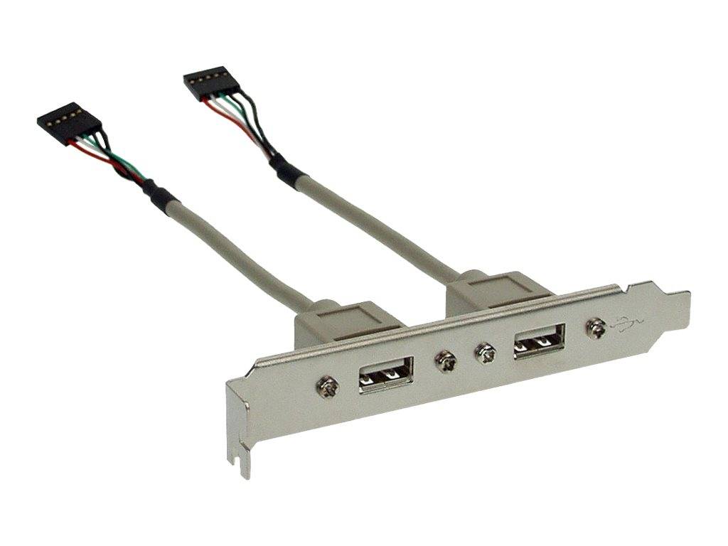 INLINE - Slotblech USB 2.0 - 2x USB Buchse auf 2x 5pol Pfostenverbinder - 0,3m