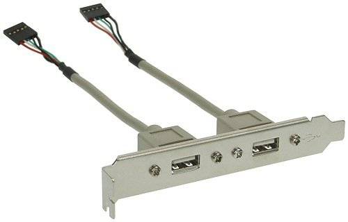 INLINE - Slotblech USB 2.0 - 2x USB Buchse auf 2x 5pol Pfostenverbinder - 0,3m