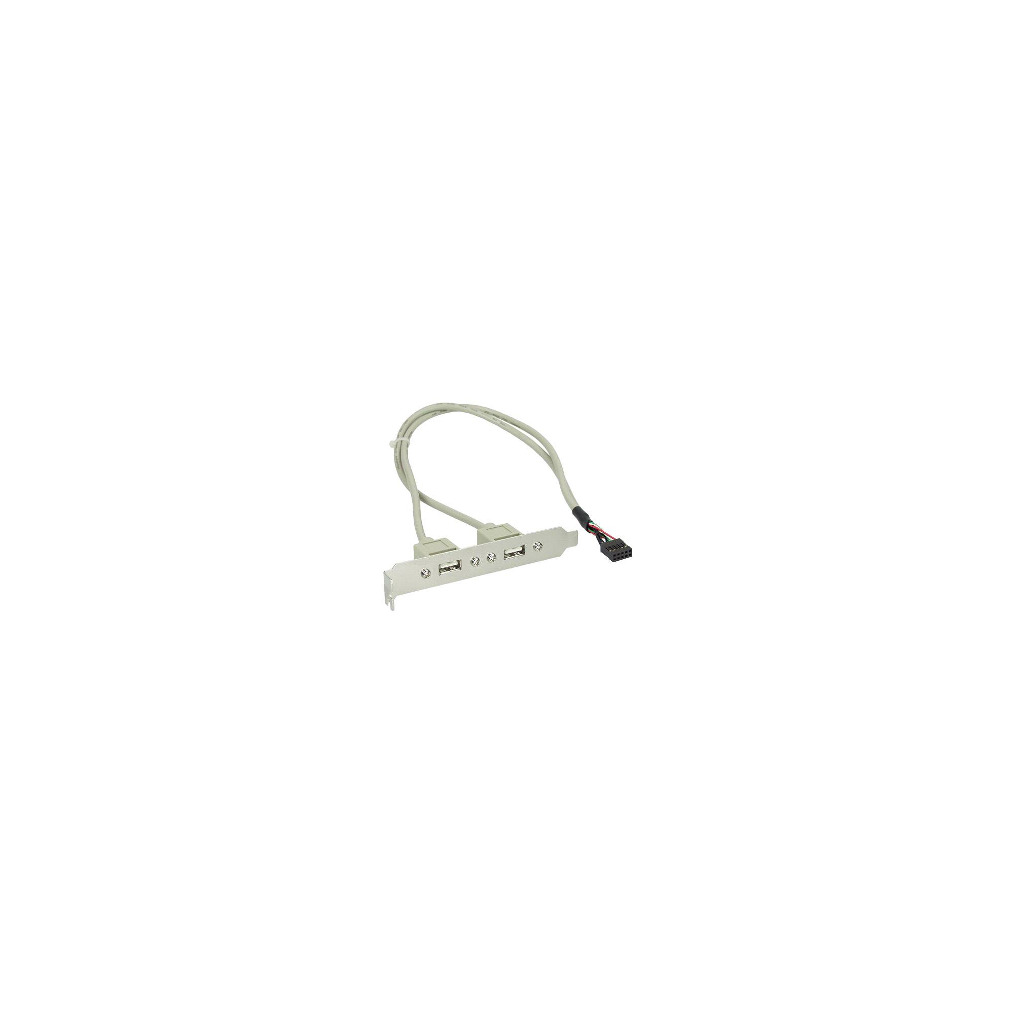 INLINE - Slotblech USB 2.0 - 2x USB Buchse auf 1x 10pol Pfostenverbinder - 0,35m