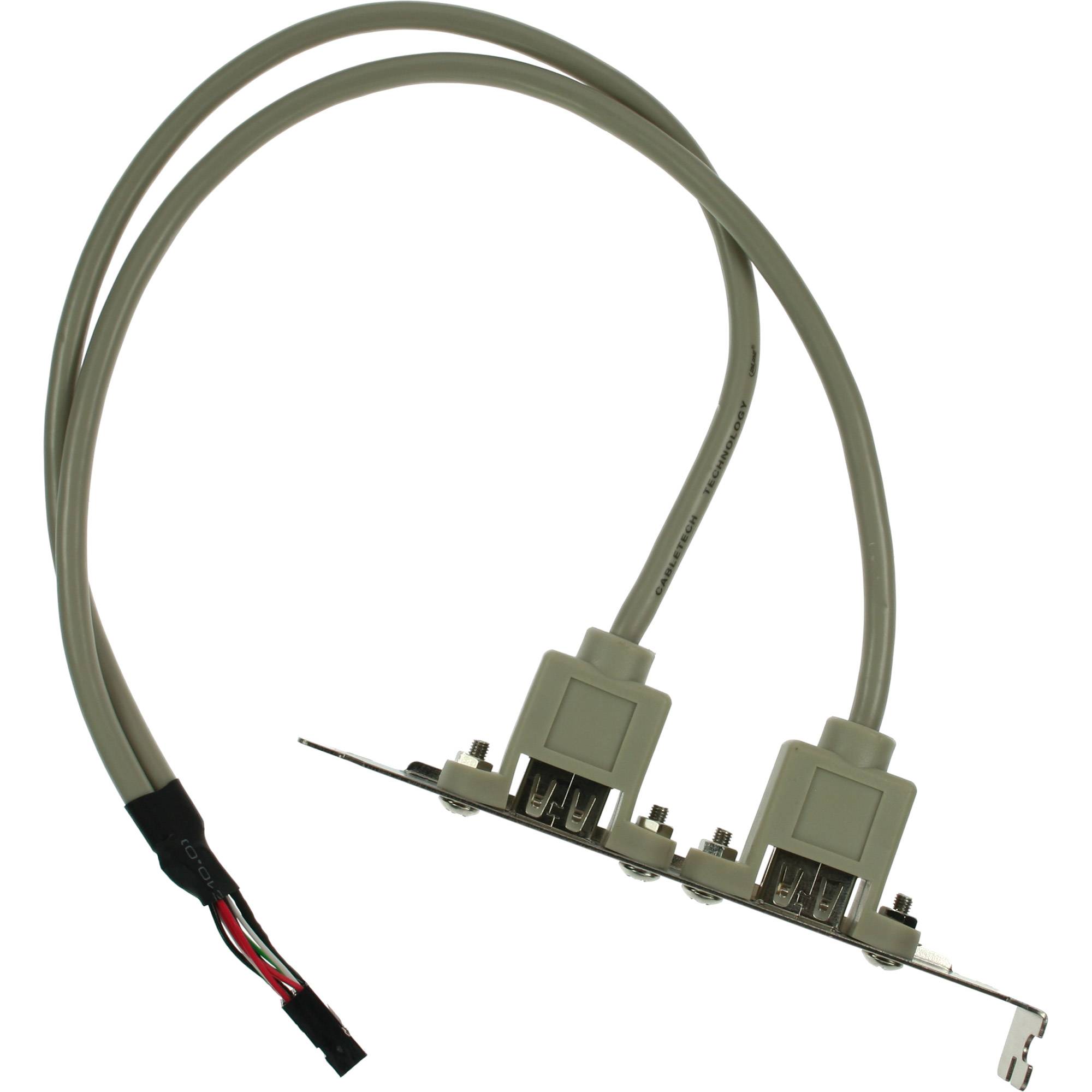 INLINE - Slotblech USB 2.0 - 2x USB Buchse auf 1x 10pol Pfostenverbinder - 0,35m