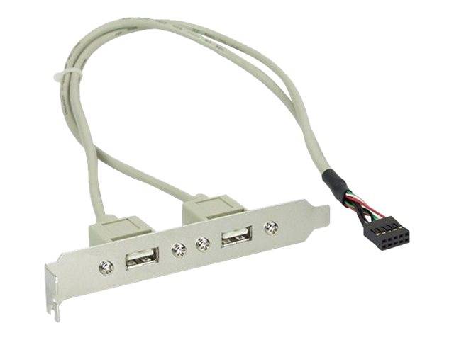 INLINE - Slotblech USB 2.0 - 2x USB Buchse auf 1x 10pol Pfostenverbinder - 0,35m