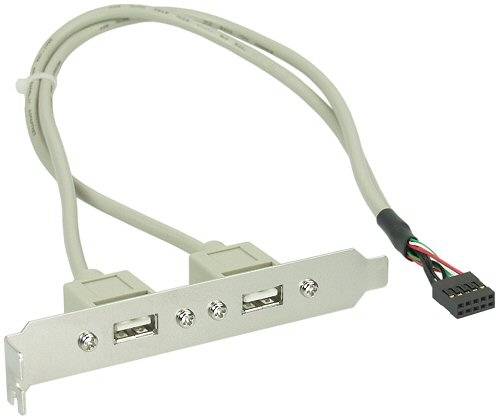 INLINE - Slotblech USB 2.0 - 2x USB Buchse auf 1x 10pol Pfostenverbinder - 0,35m
