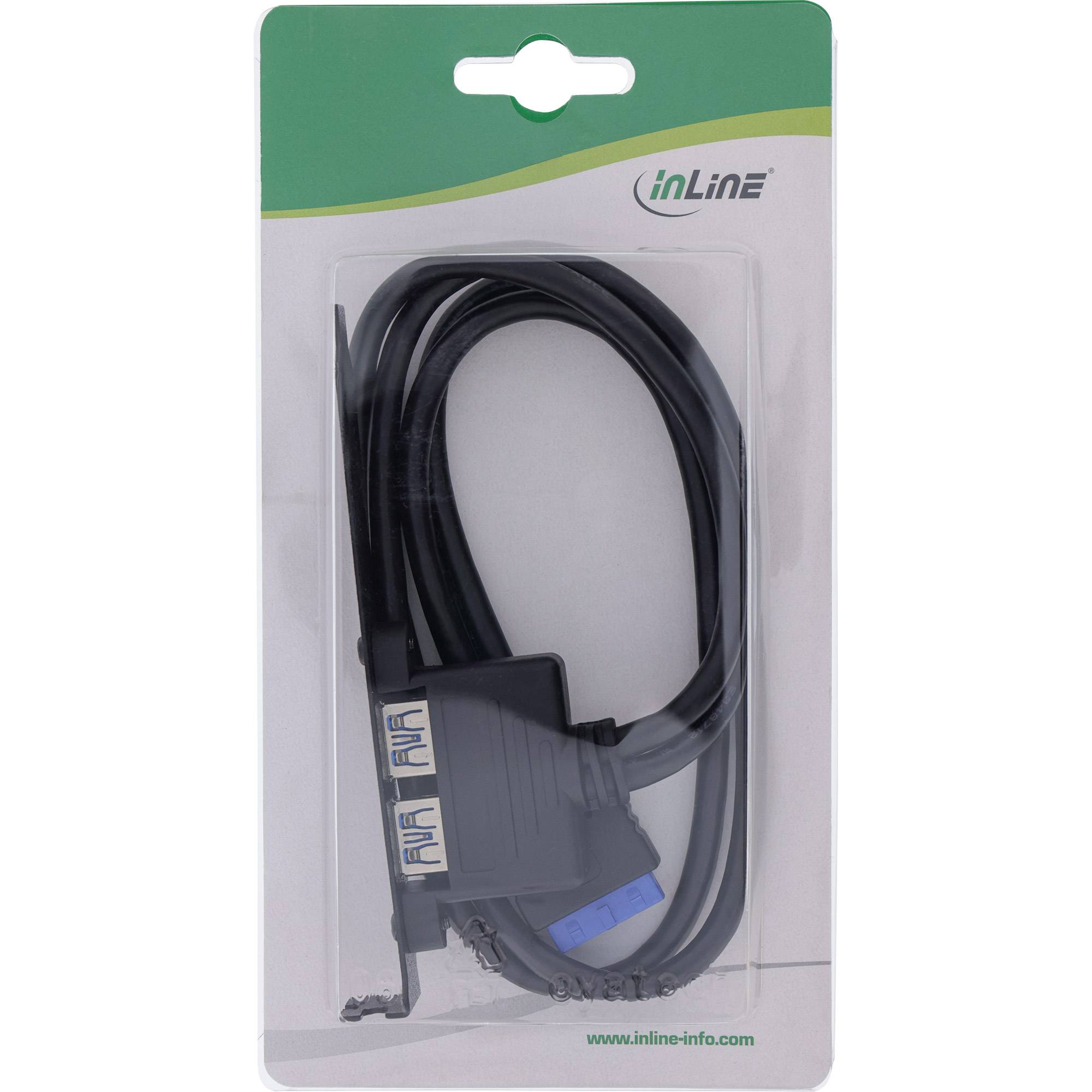INLINE - Slotblech USB 3.0 - 2x USB Buchse auf intern Mainboardanschluss 0,5m