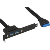 INLINE - Slotblech USB 3.0 - 2x USB Buchse auf intern Mainboardanschluss 0,5m