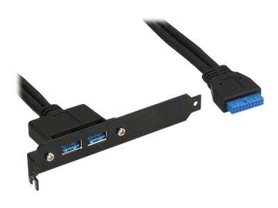 INLINE - Slotblech USB 3.0 - 2x USB Buchse auf intern Mainboardanschluss 0,5m