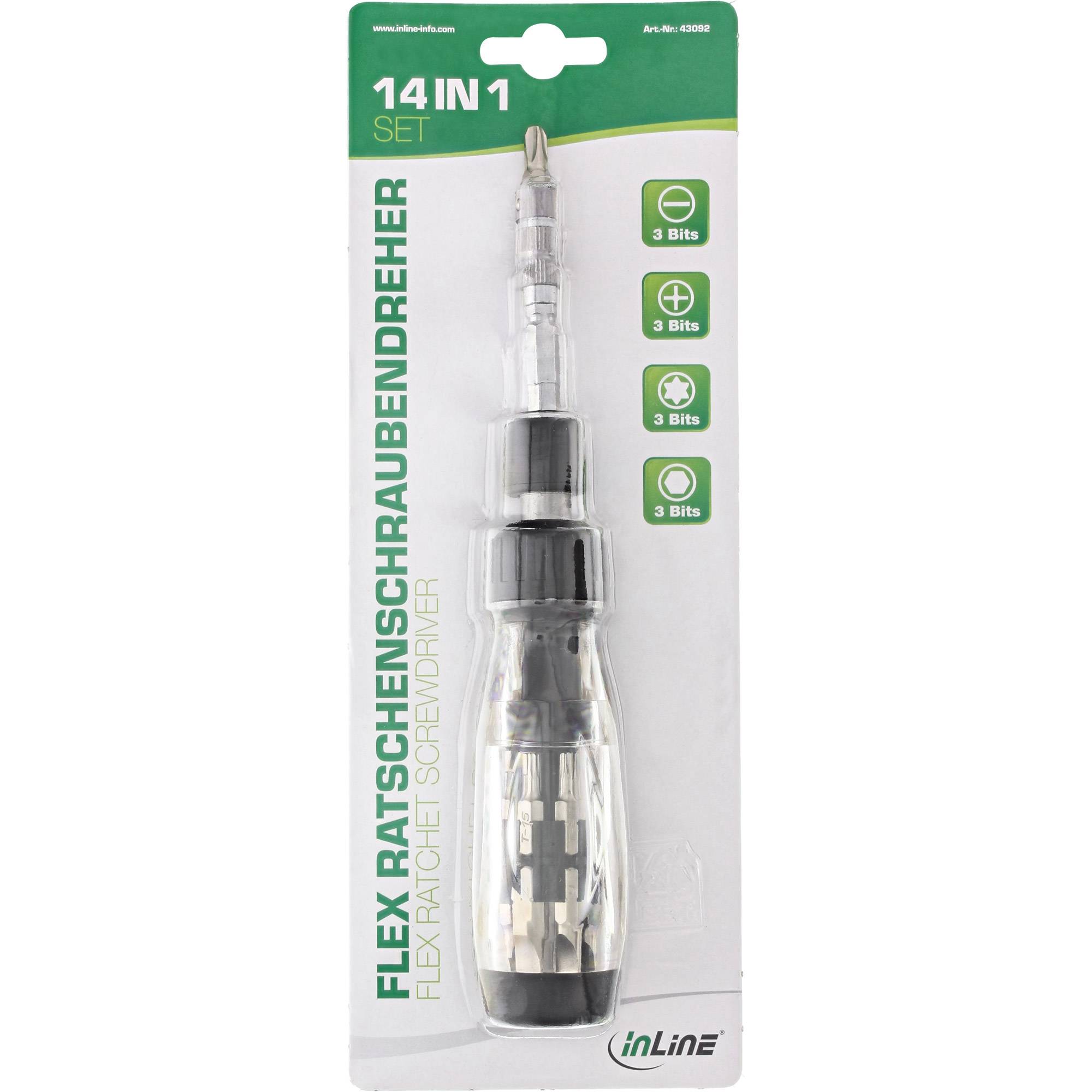 InLine 14in1 Flex - Knarrenschraubendreher mit Bit-Satz