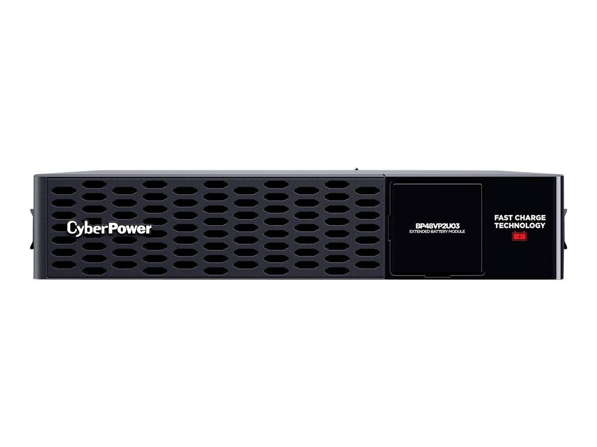 CyberPower Rackmount-Unterbrechungsfreie Stromversorgung mit Lüftungsgitter an der Vorderseite, Modellbezeichnung und Badge für Schnellladetechnologie auf der rechten Seite.