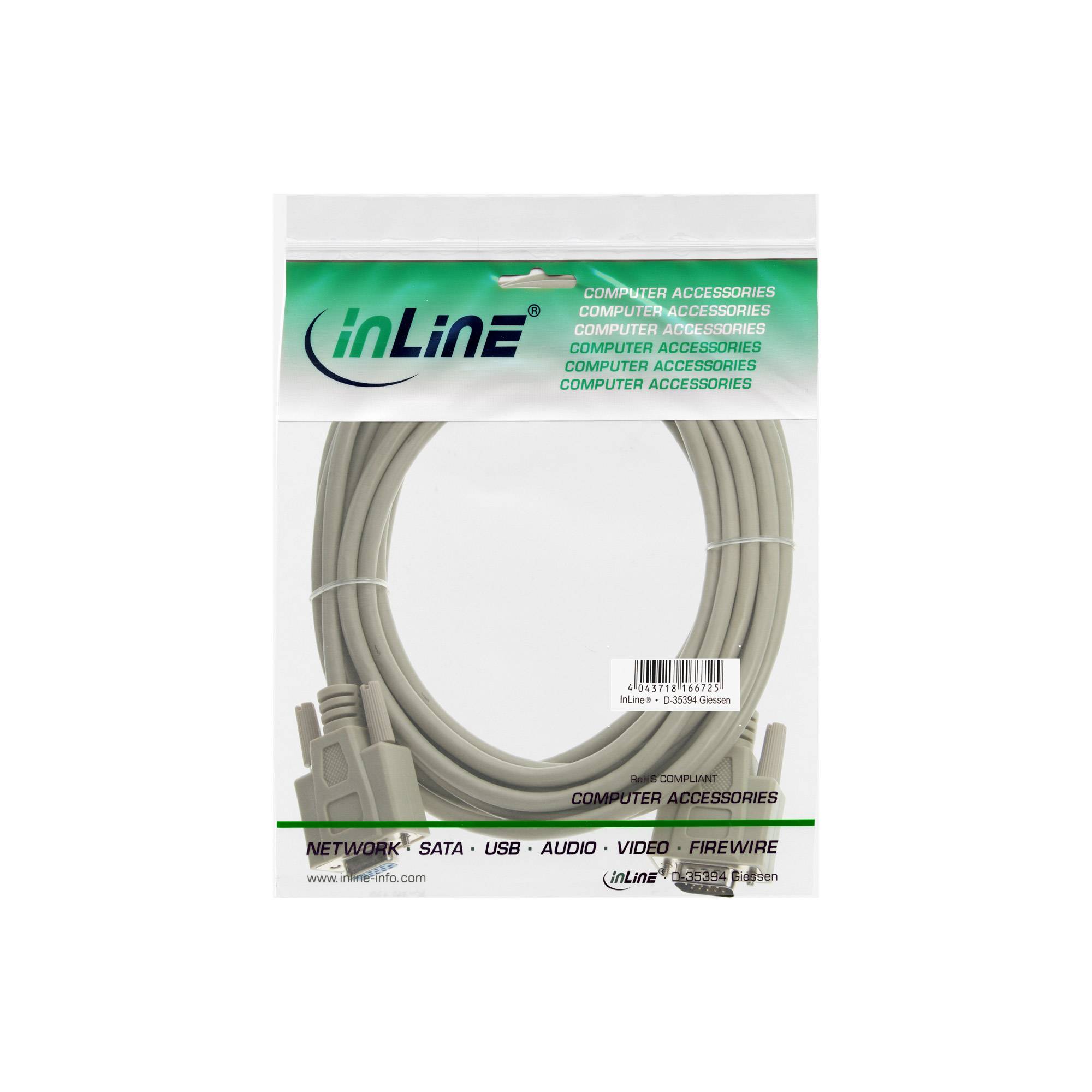 INLINE - VGA Verlängerung - 15pol HD Stecker / Buchse - 10m