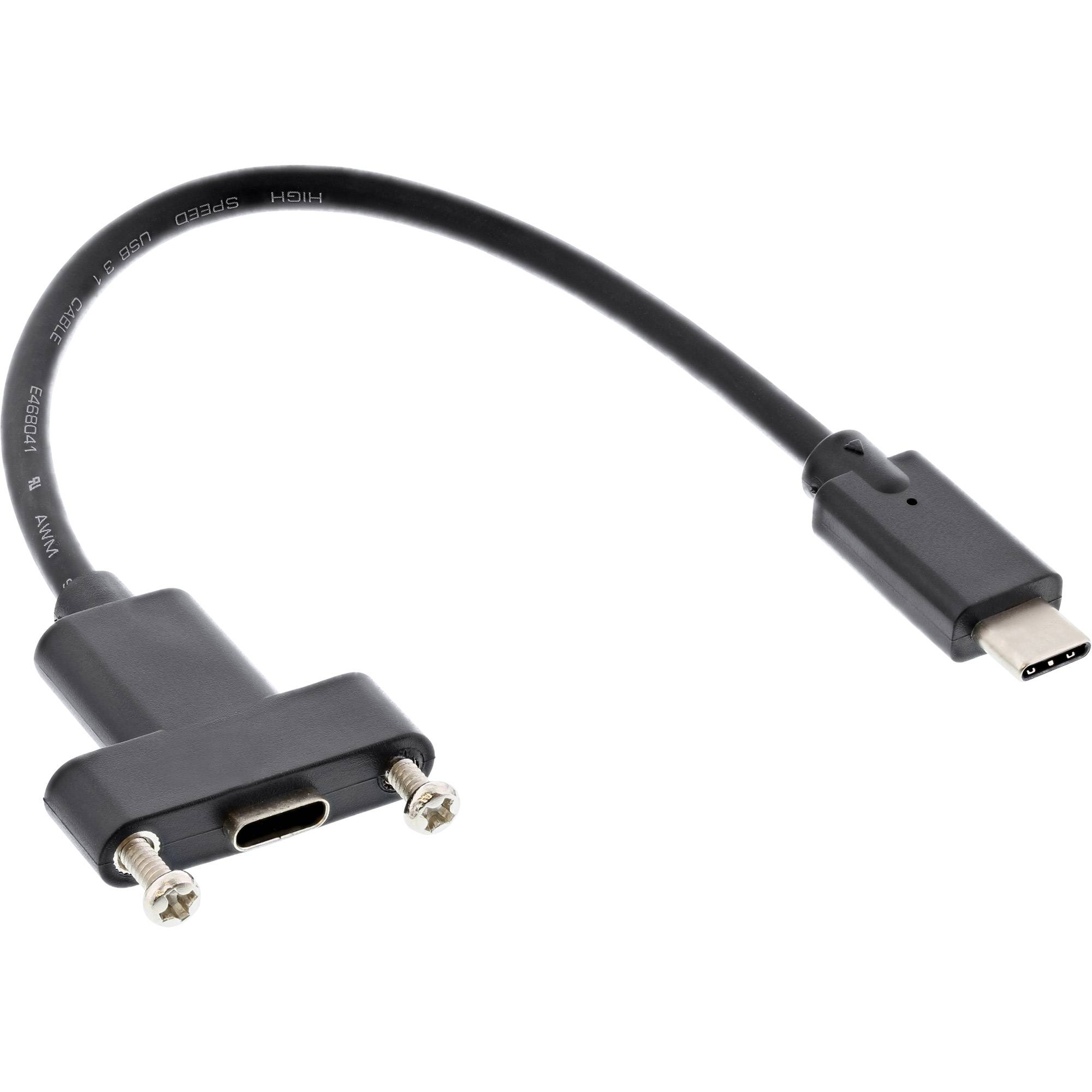 INLINE - USB 3.2 Gen.2 Adapterkabel - Stecker C auf Einbaubuchse C - 0,20m