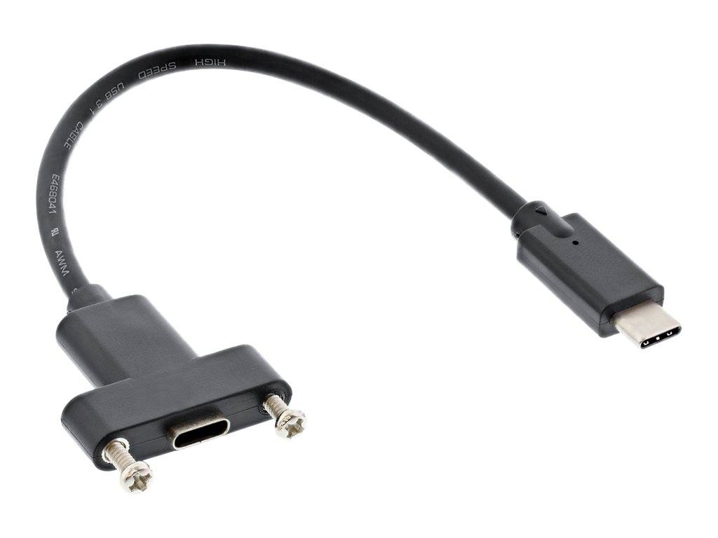 INLINE - USB 3.2 Gen.2 Adapterkabel - Stecker C auf Einbaubuchse C - 0,20m