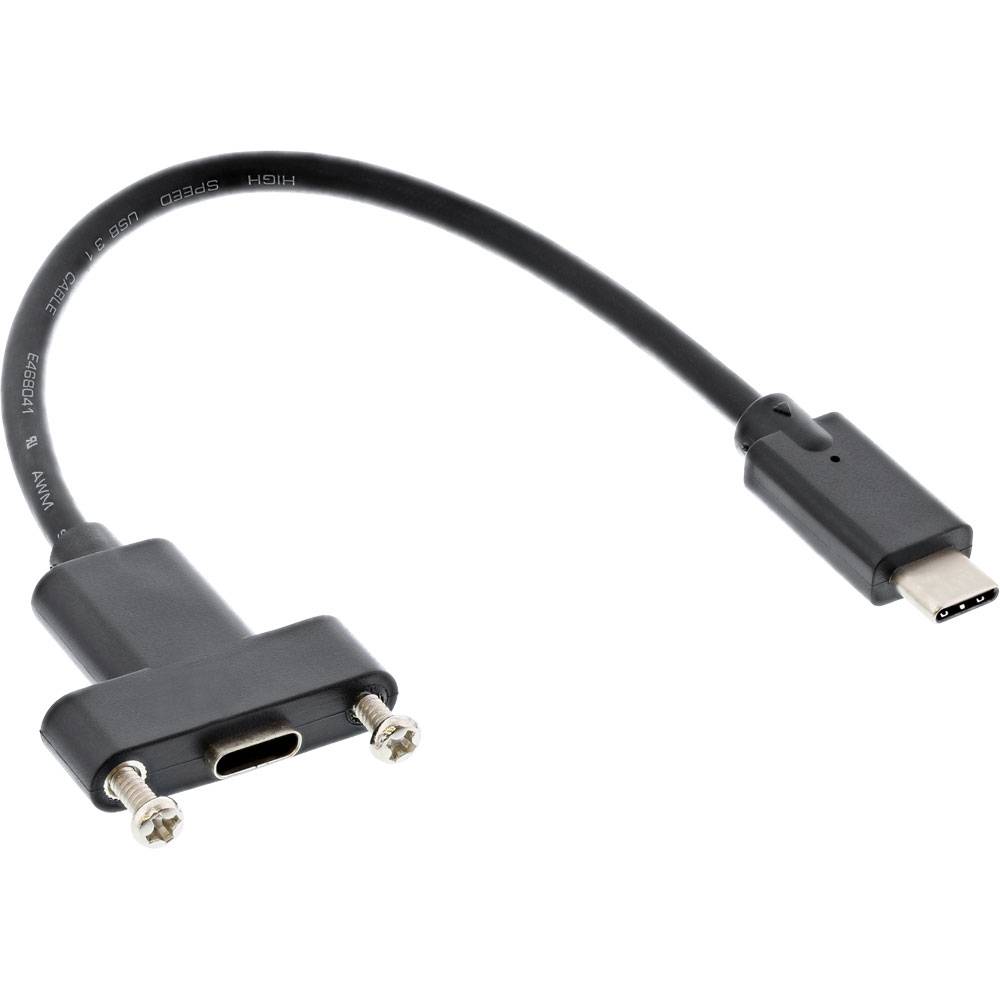 INLINE - USB 3.2 Gen.2 Adapterkabel - Stecker C auf Einbaubuchse C - 0,20m