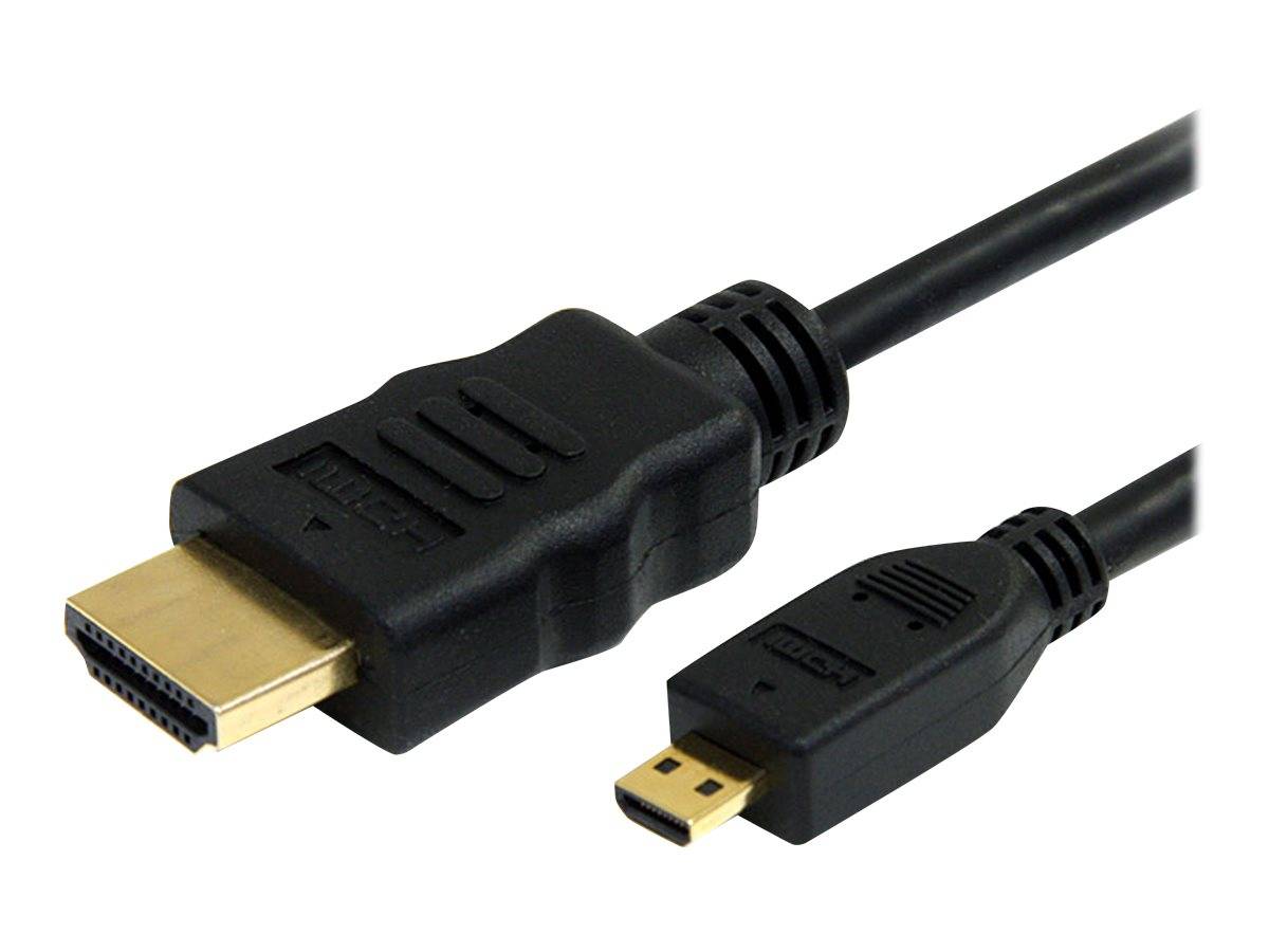 HDMI-zu-Mini-USB-Kabel mit einem Standard-HDMI-Stecker an einem Ende und einem Mini-USB-Anschluss am anderen Ende.