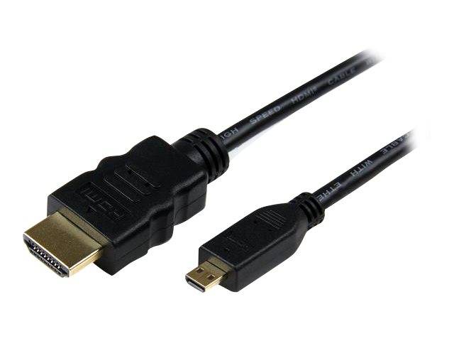 HDMI-Kabel mit Standard-HDMI-Anschluss und kleinerem Mini-HDMI-Anschluss vor weißem Hintergrund.