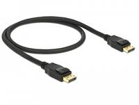 Schwarzes HDMI-Kabel mit vergoldeten Steckern, aufgerollt auf weißem Hintergrund.