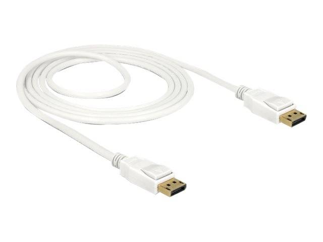 Weißes HDMI-Kabel, das auf weißem Hintergrund aufgerollt ist, mit zwei sichtbaren HDMI-Steckern an jedem Ende.