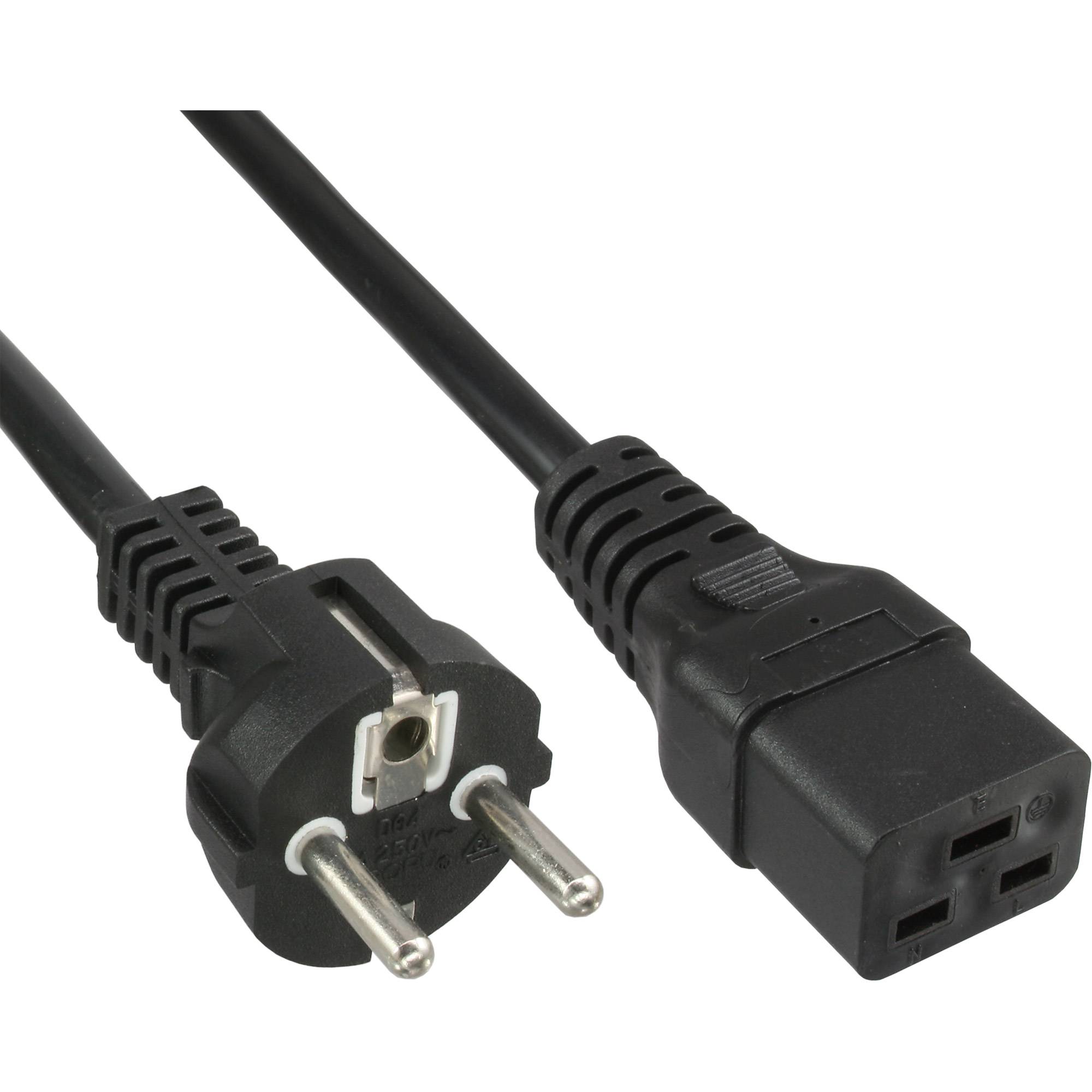 INLINE - Netzkabel 16A - Schutzkontakt gerade / Kaltgerätestecker IEC320/C19 - 0,5m
