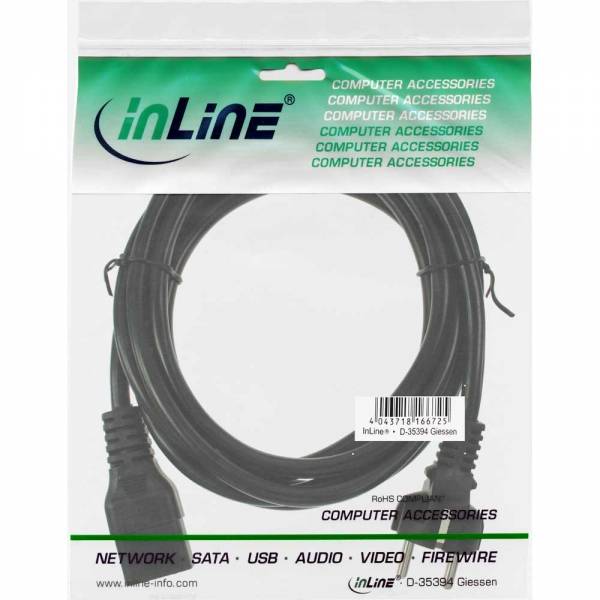 INLINE - Netzkabel 16A - Schutzkontakt gerade / Kaltgerätestecker IEC320/C19 - 5m