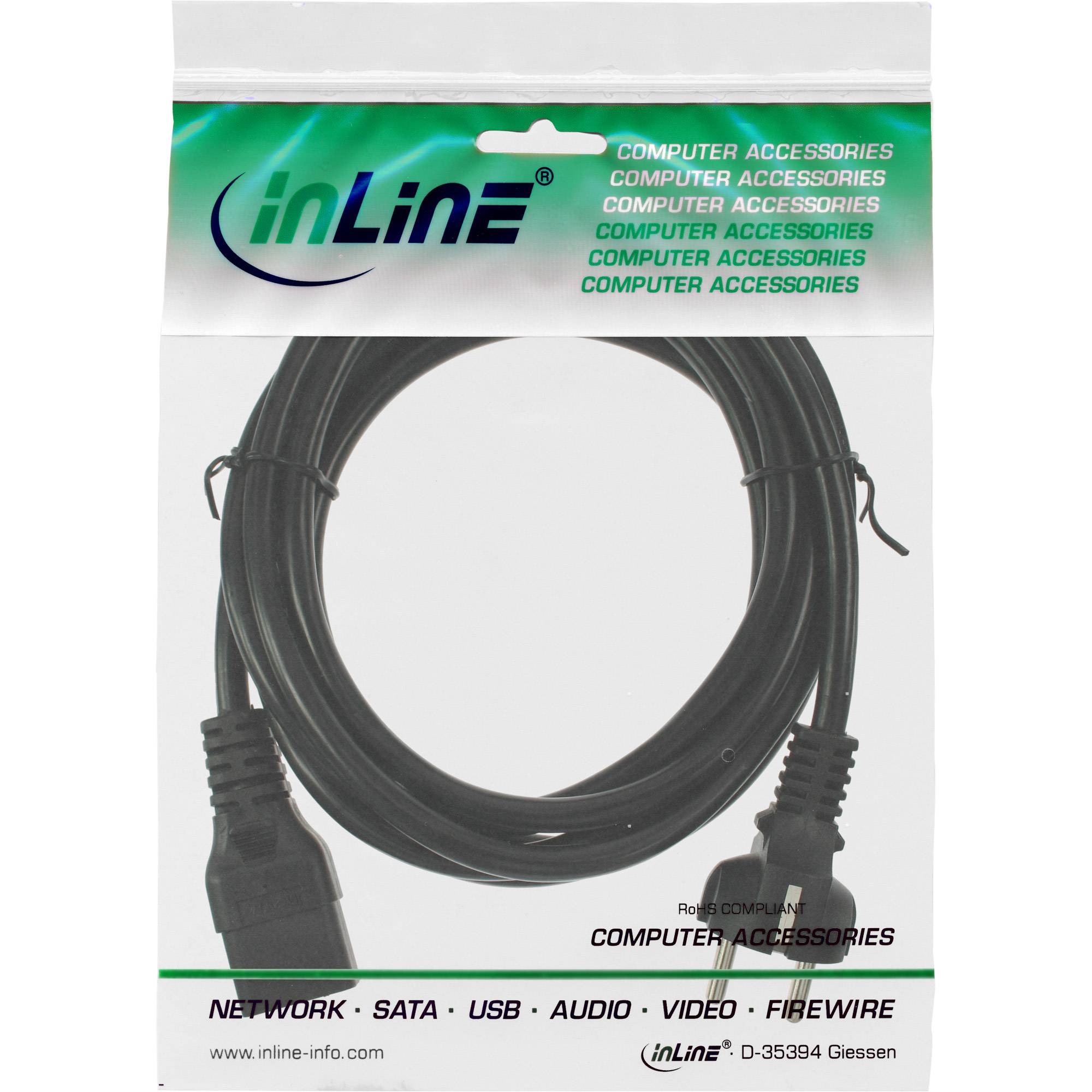 INLINE - Netzkabel 16A - Schutzkontakt gerade / Kaltgerätestecker IEC320/C19 - 1m