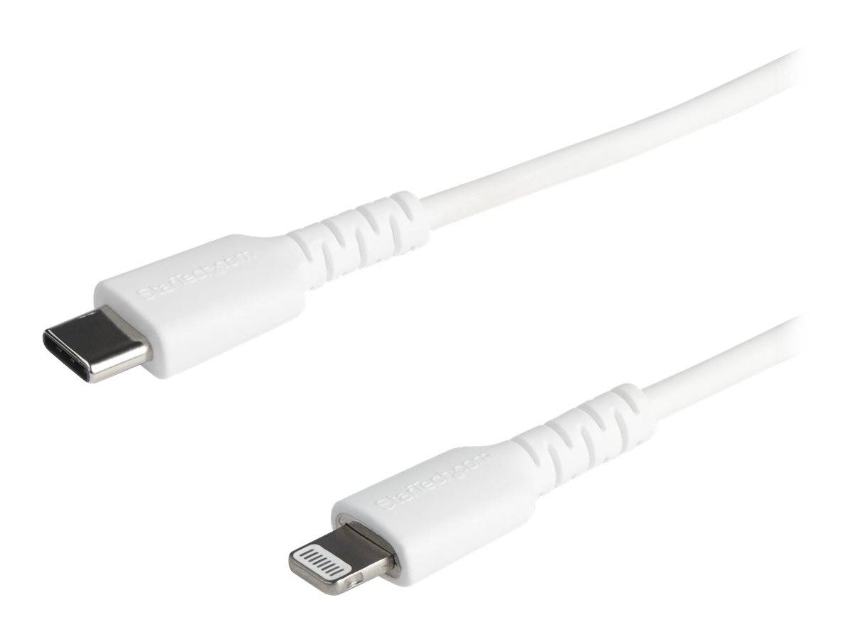 StarTech.com 6 ft(2m) Durable White USB-C to Lightning Cable, Heavy Duty Rugged Aramid Fiber USB Type A to Lightning Cha